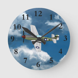 P51 Mustang Airplane Clock