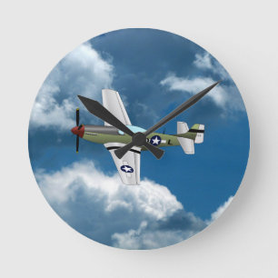 P51 Mustang Airplane Clock
