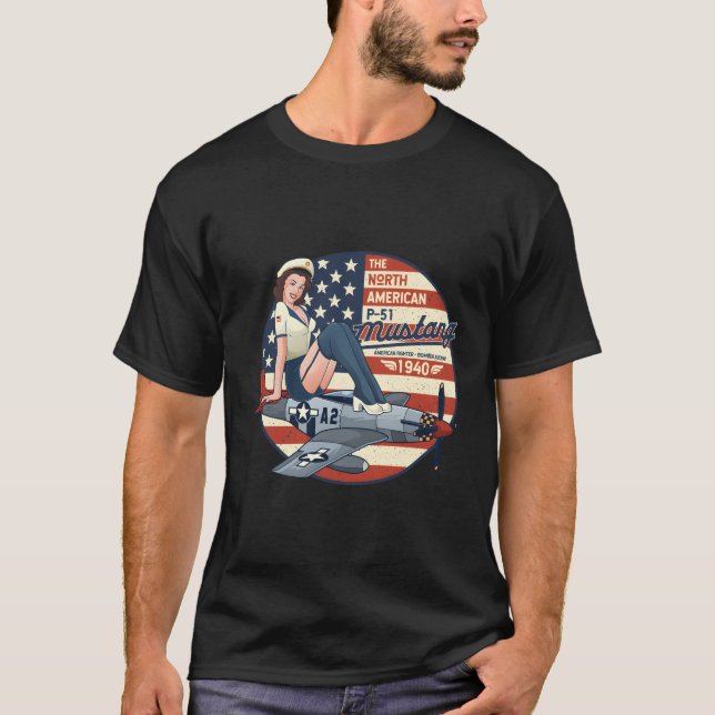 P51 Mustang Airplane For Wwii Up T-Shirt (Front)