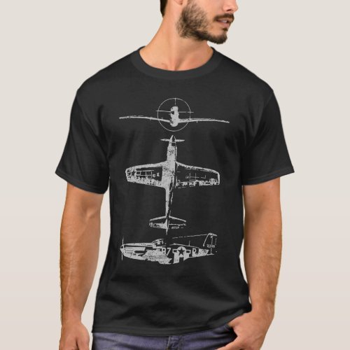 P51 Mustang American WW2 War Plane T_Shirt