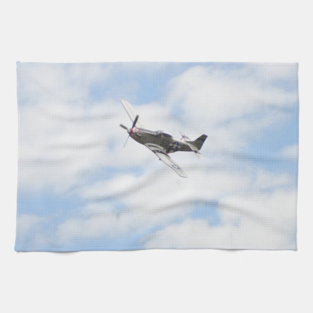 P51 Mustang In Flight Kitchen Towel (Horizontal)