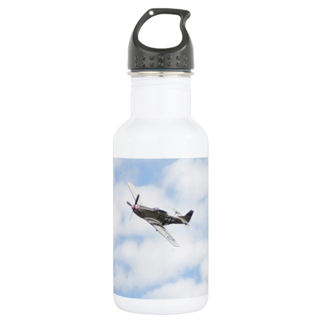 P51 Mustang In Flight Water Bottle (Front)