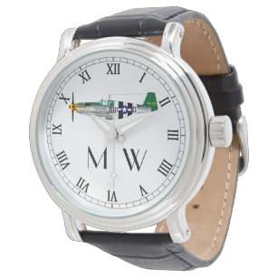 P51 Mustang   Monogrammed classic plane Watch