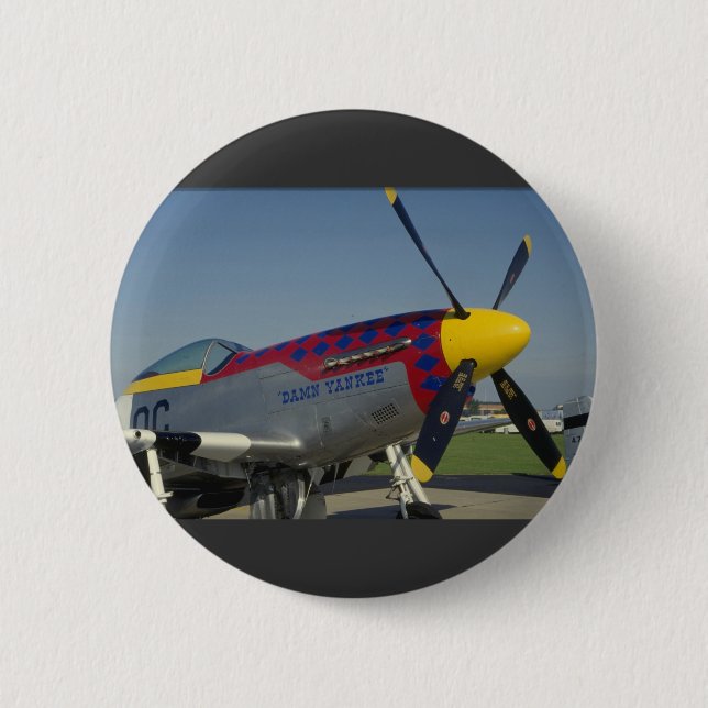 P51 Mustang, nose cone/propeller showing nose art Button (Front)