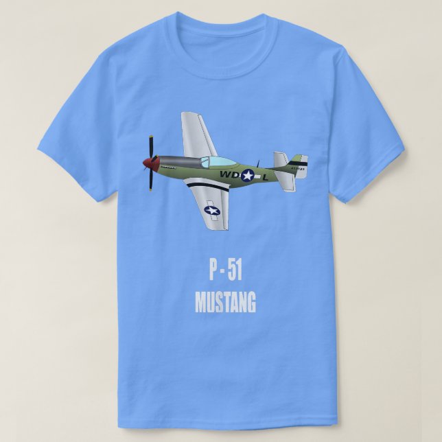 P51 MUSTANG WORLD WAR II MILITARY AIRPLANE SHIRT  (Design Front)