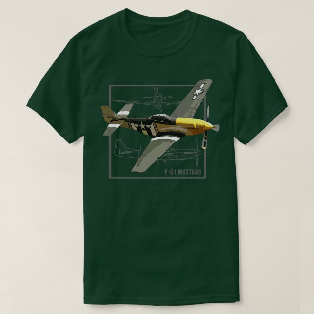 P51 Mustang WW2 Fighter Plane T-Shirt (Design Front)