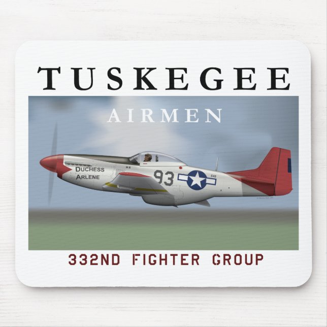 P51D Red Tail fighter flown by Tuskegee Airmen Mouse Pad (Front)