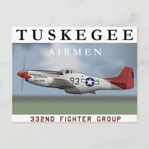 P51D Red Tail fighter flown by Tuskegee Airmen Postcard
