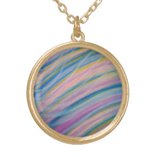 P6 Unique Colorful Abstract Art Gold Plated Necklace
