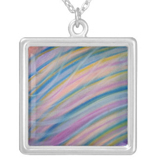P6 Unique Colorful Abstract Art Silver Plated Necklace