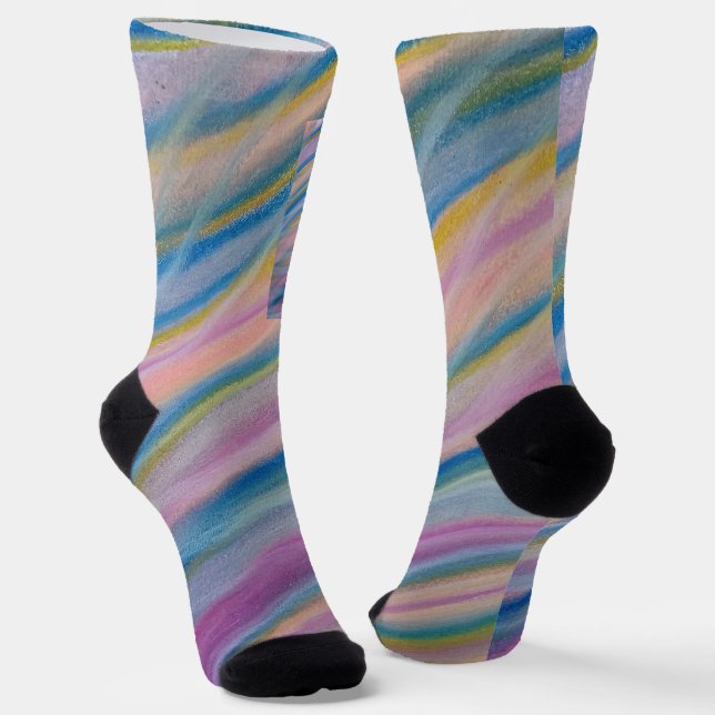 P6 Unique Colorful Abstract Art Socks (Angled)