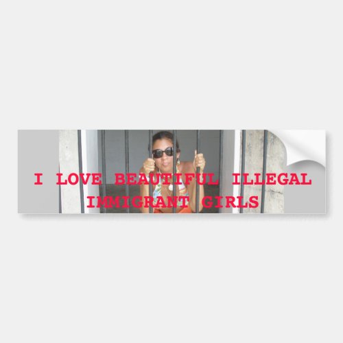 P8080479 I LOVE BEAUTIFUL ILLEGAL IMMIGRANT GI BUMPER STICKER