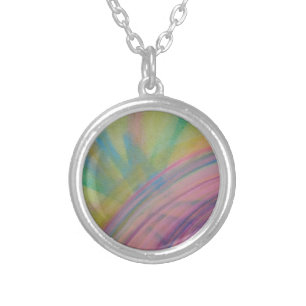 P9 Unique Colorful Abstract Art Silver Plated Necklace
