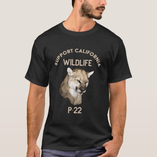 P_22 Mountain Lion Support California Wildlife T_Shirt