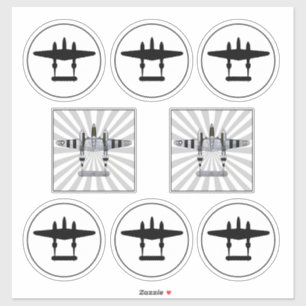 P-38 D-Day Stripes & Silhouette Peelable Vinyl Sticker