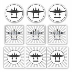 P-38 D-Day Stripes & Silhouette Peelable Vinyl Sticker