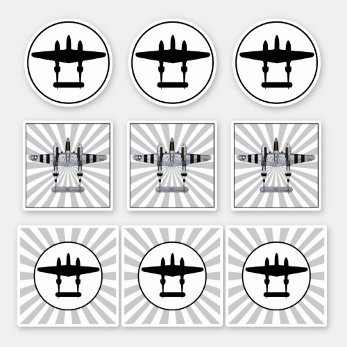 P_38 D_Day Stripes  Silhouette Peelable Vinyl Sticker