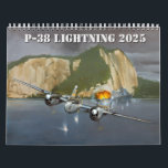 P-38 Lightning Authorized 2025 Calendar<br><div class="desc">12 Beautiful paintings of the P-38 Lightning in various aerial attitudes and combat situations. Created by famed aviation artist,  Jack Fellows.  All proceeds from this calendar support the P-38 National Association. All images are used with permission of the artist to support our fundraising program.</div>