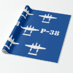 P-38 Lightning Blue & White Wrapping Paper<br><div class="desc">A classic image of the P-38 Lightning WWII fighter plane (in white) on a bright blue background. The perfect wrapping paper for any fan of the Lockheed P-38 Lightning! Available in many different size papers. All proceeds are for the P-38 Associaton, a non-profit, veterans organization.</div>