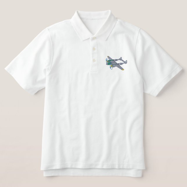 P-38 Lightning Embroidered Polo Shirt (Design Front)