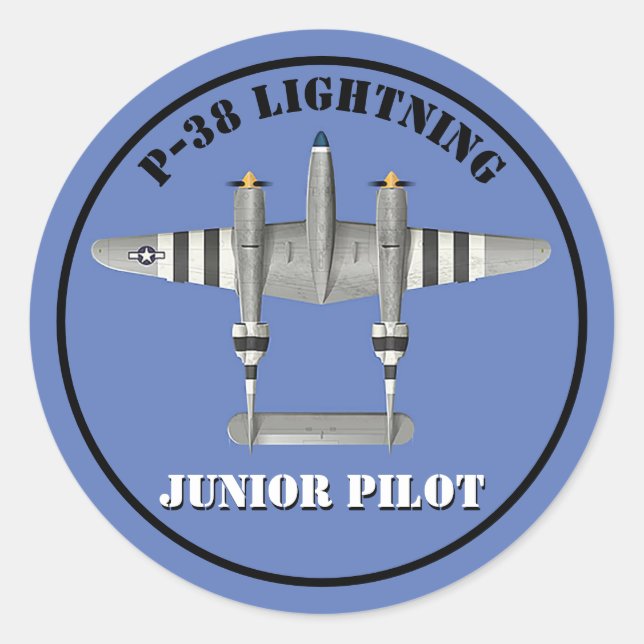 P-38 Lightning Junior Pilot Classic Round Sticker (Front)