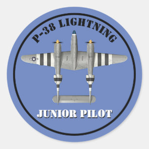 P-38 Lightning Junior Pilot Classic Round Sticker