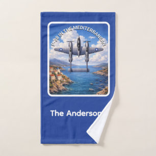 P-38 Lightning Over the Mediterranean Hand Towel