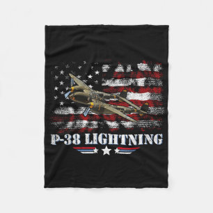 P-38 Lightning P38 Ww2 Aircraft Fighter Jet Pilot Fleece Blanket