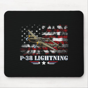 P-38 Lightning P38 Ww2 Aircraft Fighter Jet Pilot Mouse Pad