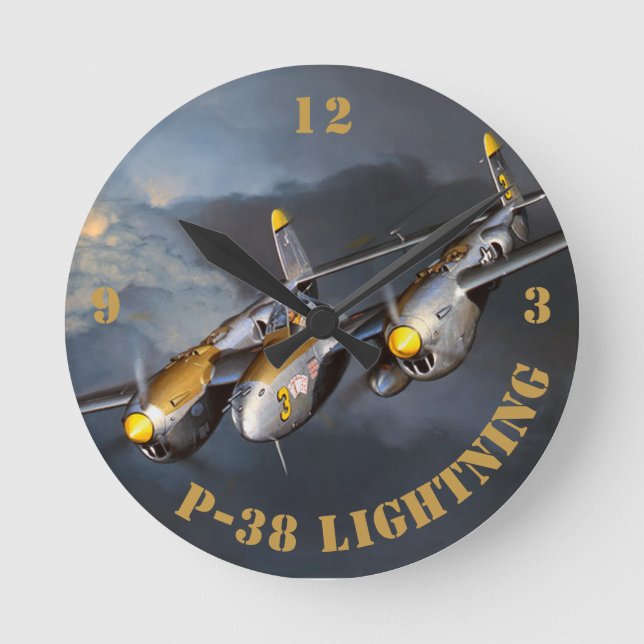 P-38 Lightning Round Clock (Front)