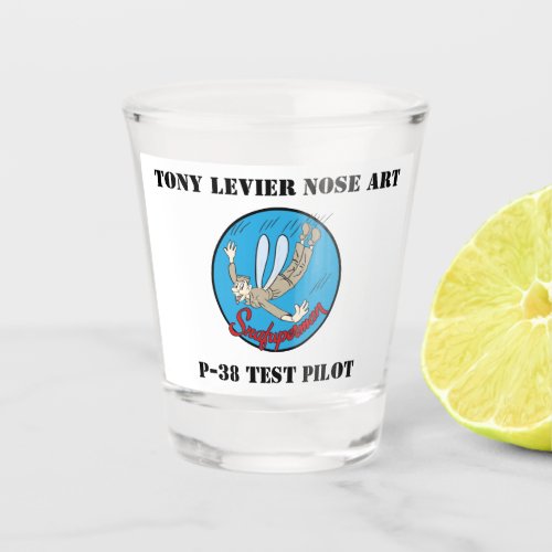 P_38 Test Pilot Tony LeVier Noseart Shot Glass