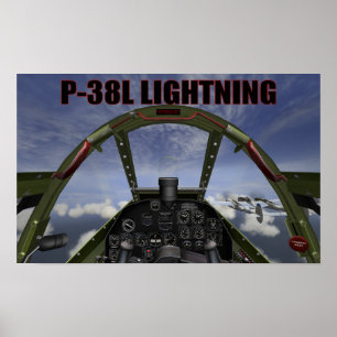 P-38L LIGHTNING COCKPIT VIEW POSTER