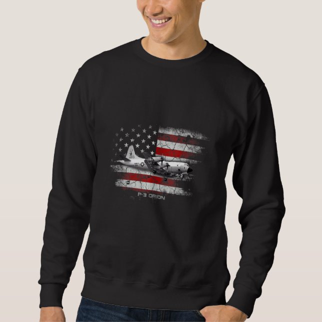 P 3 Orion Anti Submarine Airplane Flag Pilot Veter Sweatshirt (Front)