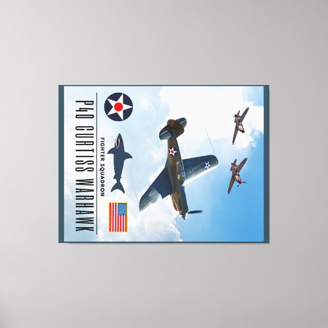 P-40 CURTISS WARHAWK FIGHTER SQUADRON CANVAS PRINT (Front)