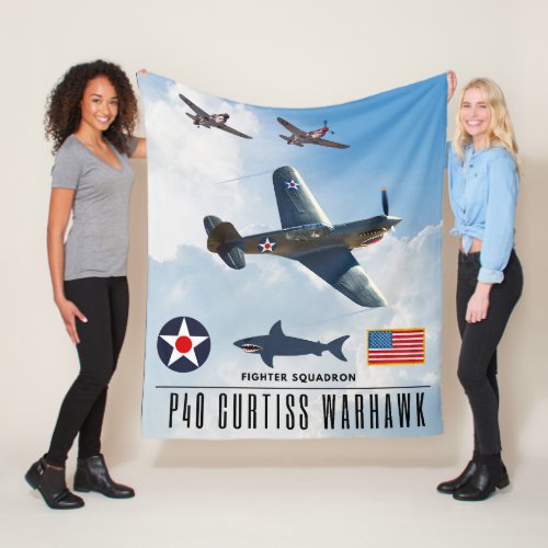 P_40 CURTISS WARHAWK FIGHTER SQUADRON FLEECE BLANKET