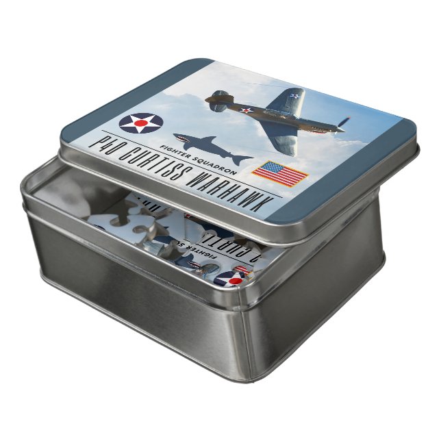 P-40 CURTISS WARHAWK FIGHTER SQUADRON JIGSAW PUZZLE (Lid Open)