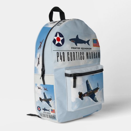 P_40 CURTISS WARHAWK FIGHTER SQUADRON PRINTED BACKPACK
