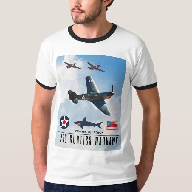 P-40 CURTISS WARHAWK FIGHTER SQUADRON T-Shirt (Front)