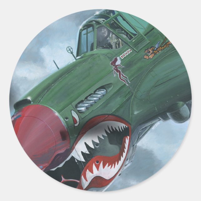 P-40 Kittyhawk Classic Round Sticker (Front)