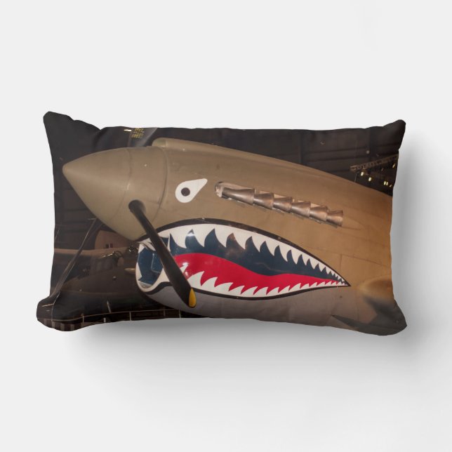 P-40 Warhawk Fighter Plane Lumbar Pillow (Front)