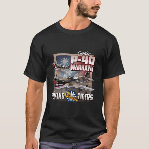 P_40 Warhawk Flying Tigers Wwii T_Shirt