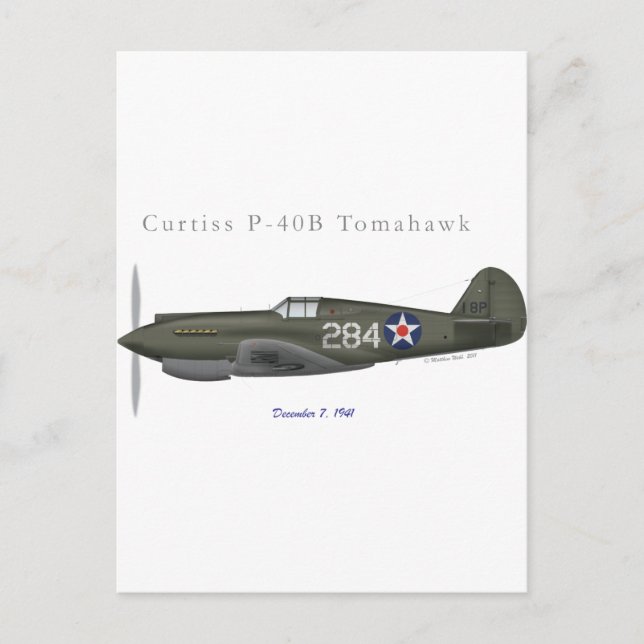 P-40B Defense of Pearl Harbor Postcard (Front)