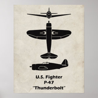 P-47 Thunderbolt Airplane Poster and Decor