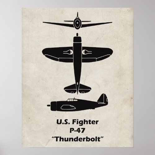 P_47 Thunderbolt Airplane Poster and Decor