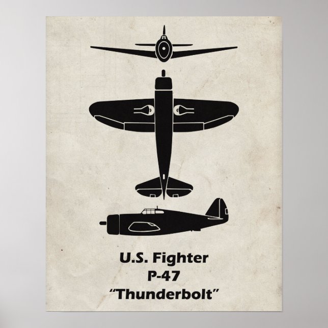P-47 Thunderbolt Airplane Poster and Decor (Front)