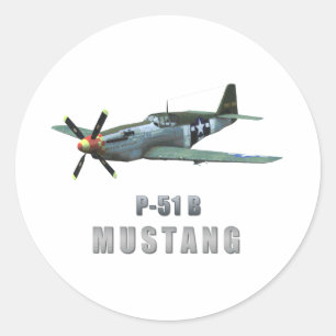 P-51 B Mustang Classic Round Sticker