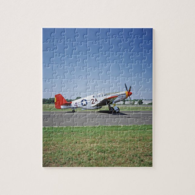 P-51 C Tuskegee Red Tail airplane at the CAF Air Jigsaw Puzzle (Vertical)