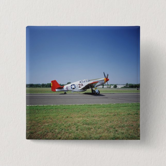 P-51 C Tuskegee Red Tail airplane at the CAF Air Pinback Button (Front)