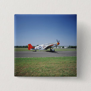 P-51 C Tuskegee Red Tail airplane at the CAF Air Pinback Button