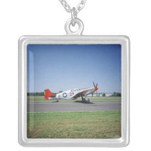 P-51 C Tuskegee Red Tail airplane at the CAF Air Silver Plated Necklace
